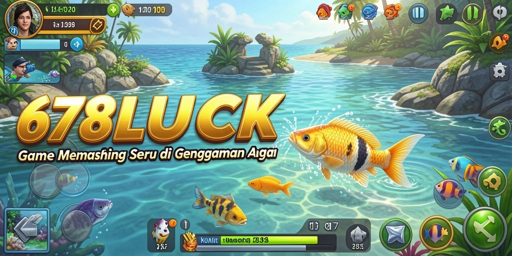 Screenshot gameplay yang menampilkan suasana memancing yang seru.