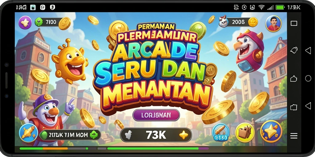 Tampilan seru gameplay 73K dalam dunia arcade.