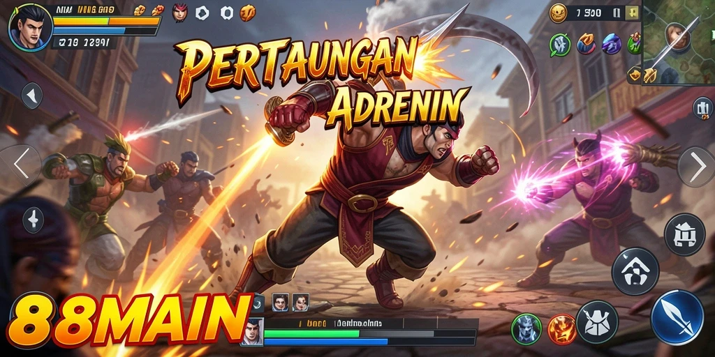 Tampilan seru pertarungan di 88MAIN dengan karakter unik.