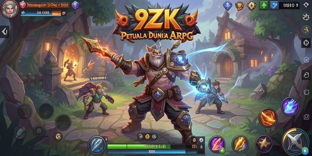 Tangkapan layar gameplay <strong>9ZK</strong> menampilkan pertarungan seru di dunia fantasi.