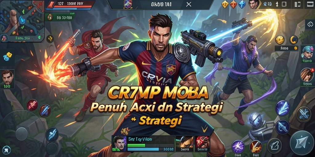 Tampilan aksi seru dalam gameplay MOBA di CR7VIP.
