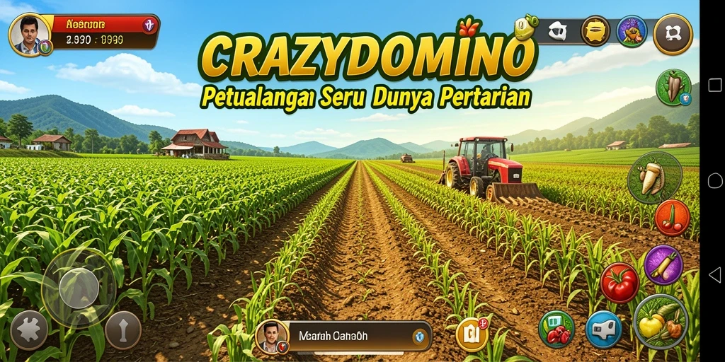 Tampilan menarik dari gameplay pertanian di CRAZYDOMINO.