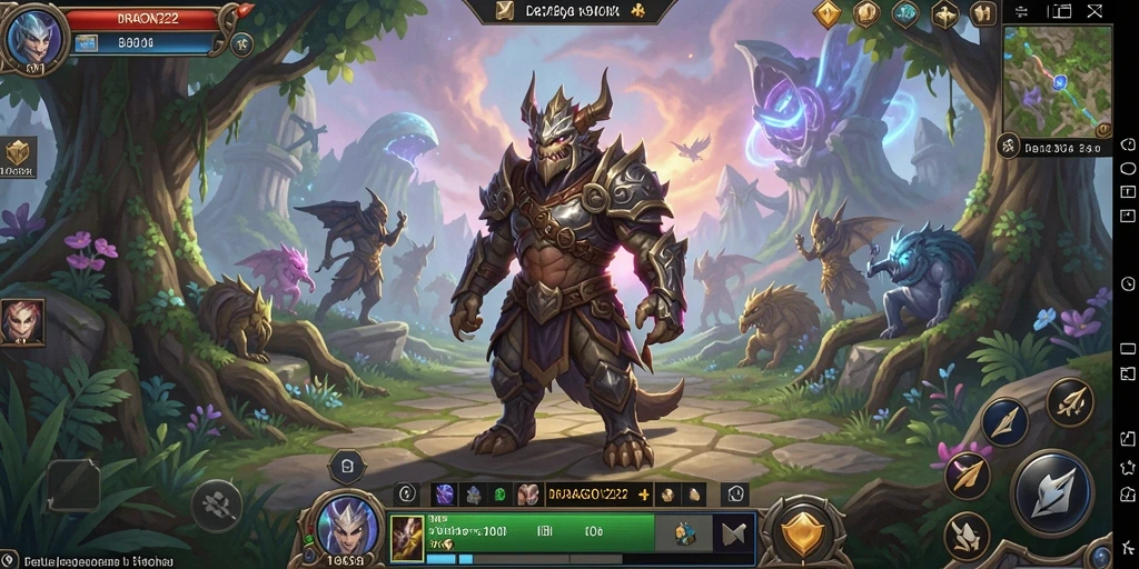 Screenshot gameplay menunjukkan pertarungan epik di dunia <strong>DRAGON222</strong>.