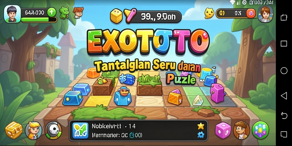 Screenshot EXOTOTO menampilkan pemain menyelesaikan puzzle yang menantang.