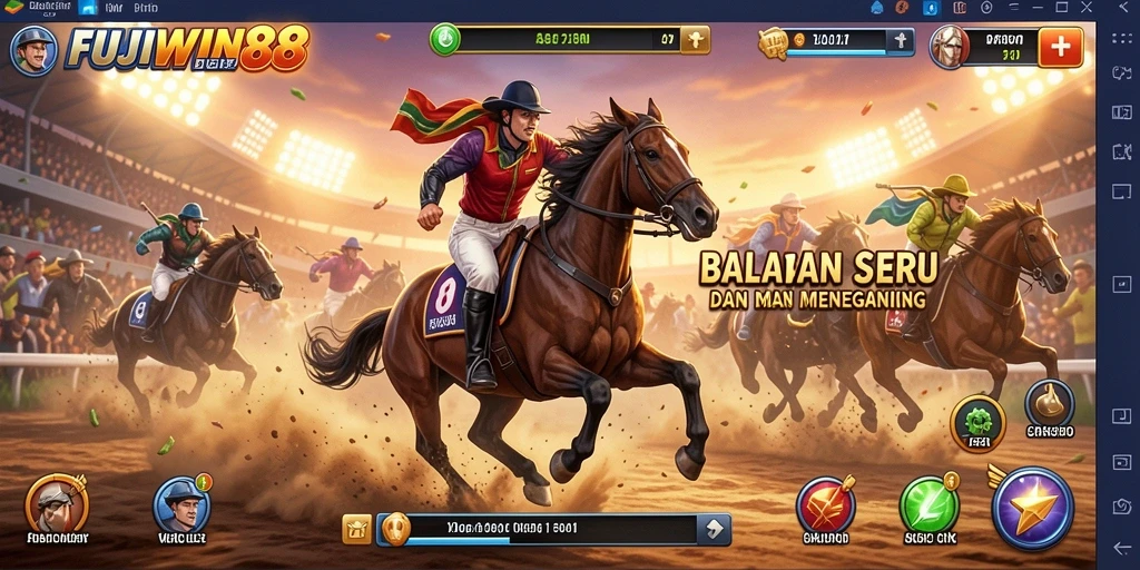 Tampilan gameplay seru dari FUJIWIN88 dalam balapan cepat.