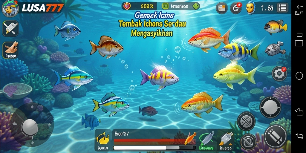 Tangkapan layar gameplay LUSA777 dengan aksi tembak ikan yang seru.