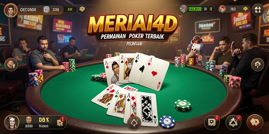 Tangkapan layar utama MERIAH4D menampilkan gameplay poker yang mendebarkan.