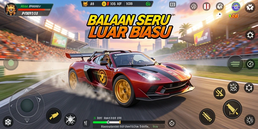 Screenshot PPRRYY menampilkan aksi balapan yang mendebarkan dan kendaraan yang cepat.