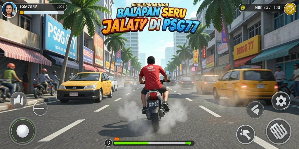 Gameplay seru dalam balapan cepat PSG77 di trek yang beragam.