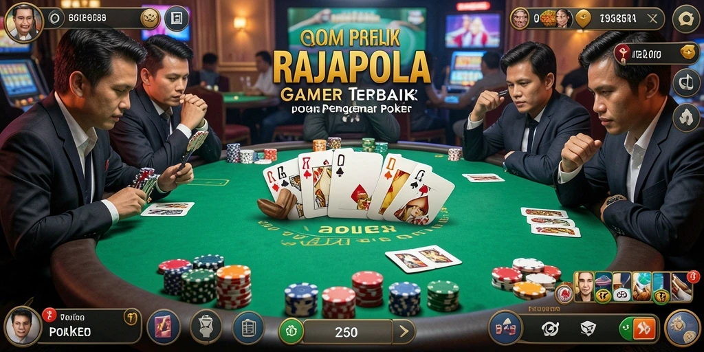 Tampilan gameplay seru dalam RAJAPOLA yang menampilkan aksi Poker.