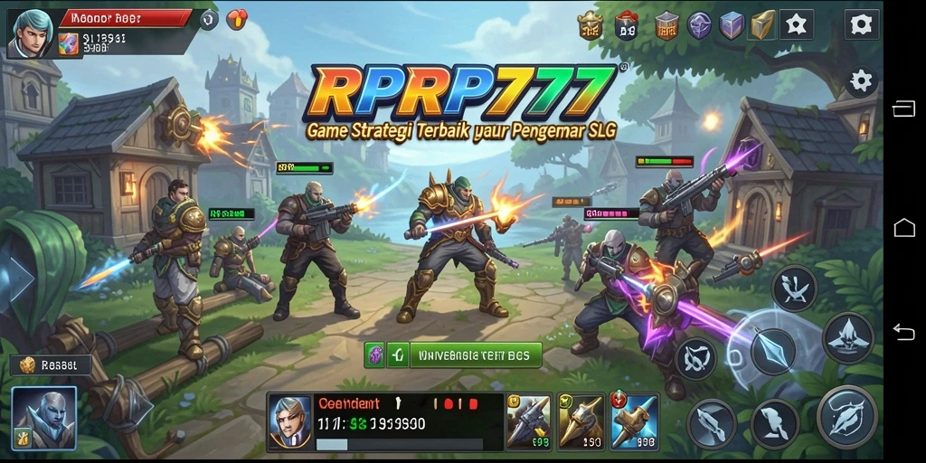Screenshot gameplay RPRP777 menampilkan aksi pertempuran strategi.