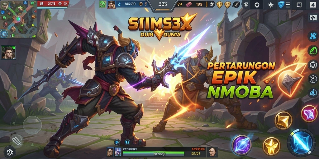 Tangkapan layar menampilkan aksi intens di arena MOBA.