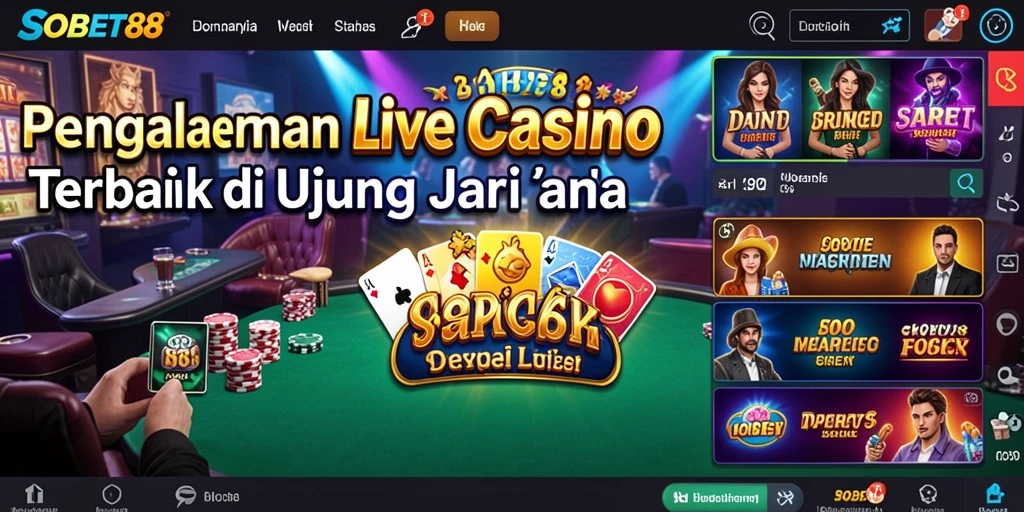 Tampilan menarik dari permainan Live Casino di SOBET88.