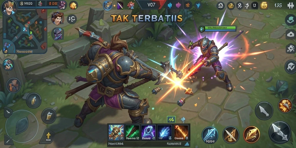 Tampilan seru pertandingan MOBA di V07.